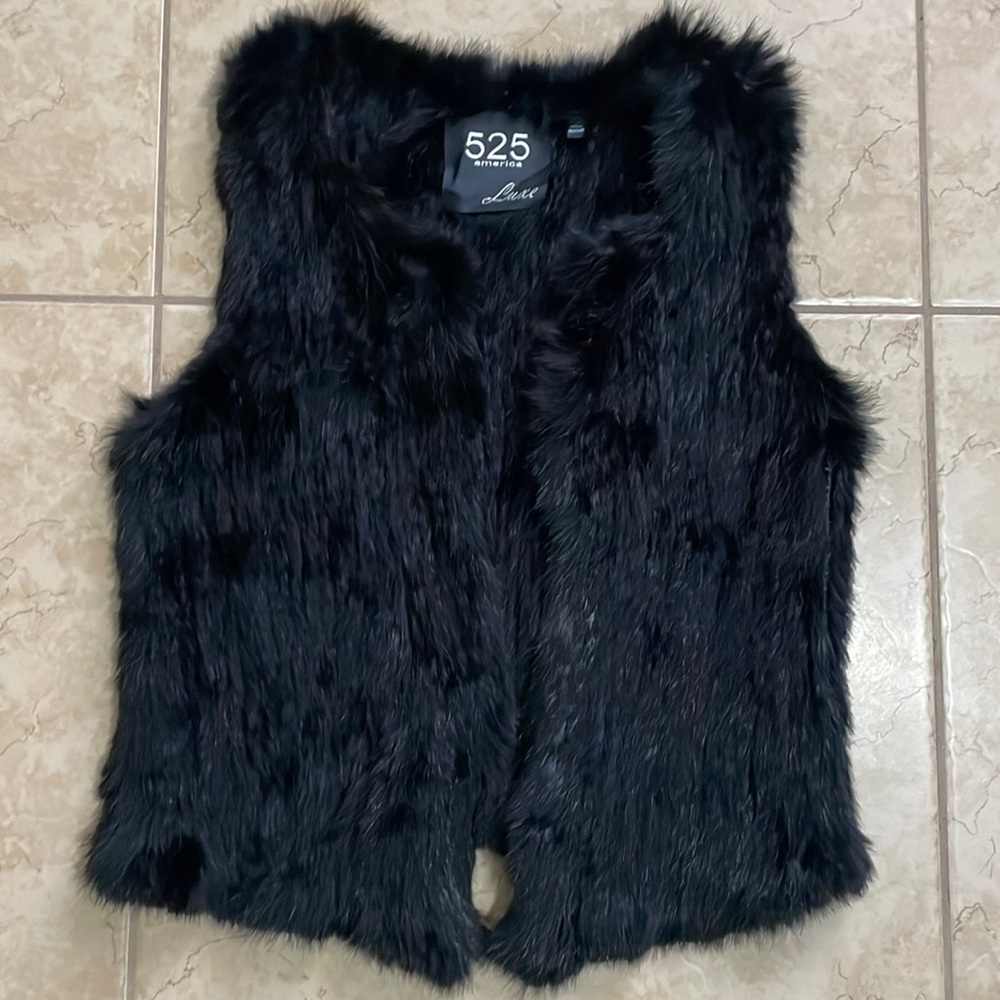 525 America luxe dyed 100% real rabbit fur vest size x small